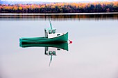 Small fishing boat in Bras d´Or Lake, Cape Breton, Baddeck, Nova Scotia Canada