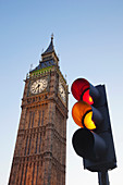 UK, United Kingdom, Great Britain, England, London, Westminster, Houses of Parliament, Palace of Westminster, Big Ben, Parliament, Landmark, Clocks, Clock face, Traffic Lights, UNESCO, UNESCO World Heritage, Sites, Evening, Night View, Tourism, Travel, Ho