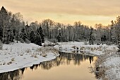Shoreline of Junction Creek in early winter, Greater Sudbury Lively, Ontario, Canada