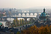 View from Letná Plateau, Moldau Bridges, Prague, Czech Republic