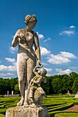Marble statue in the garden of Nordkirchen castle, Nordkirchen, North Rhine-Westphalia, Germany, Europe