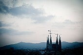 View of Sagrada Familia Church by Antoni Gaudi, one of the most important constructions of Modernism Style, Barcelona, Catalonia, Spain