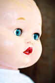 antique, baby, blue, childhood, doll, eye, face, frightening, girl, head, head and shoulders, human, lip, memory, old, old fashioned, people, plastic, portrait, scary, toy 