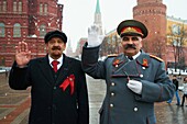 Russia, Moscow, Red Square, Lenine and Staline as tourist attraction