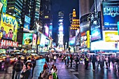 Times Square at night in Manhattan, New York City, United States of America