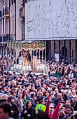 procession, sisterhood of Jesus del Gran Poder y virgen de la Macarena, Statue usually in the San Agustin church, Good Friday, Easter week, Avinguda de la catedral, Barcelona, Catalonia, Spain