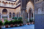 Royal Alcazar,`Patio de las Doncellas´,Courtyard of the maidens,Seville, Andalusia, Spain
