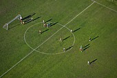 Aerial of football game, Iceland