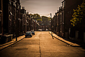 Street Scene in Warm Afternoon Light, Leeds, England, UK
