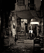 Children Watchin TV in Alley, Cairo, Egypt