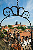 View from church of Our Lady onto Albrechtsburg castle and Meissen cathedral, Saxony, Germany, Europe