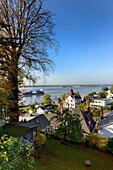 View to the Elbe river with stair-district of Blankenese, Hamburg, north Germany, Germany