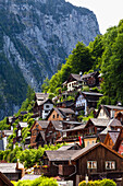 Houses at the slope, Hallstatt at Hallstatt lake, Salzkammergut, Alps, Upper Austria, Austria, Europe