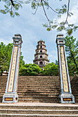 Tomb of the emperor Thien Mu with the famous pagoda, near the city of Hue, Vietnam, Asia
