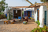 Mongolian Yurt and two lodges at a holiday resort in Andalucia, Spain.