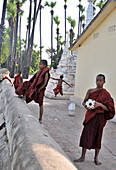 Young Monks in a Pagoda in Inwa near Mandalay, Myanmar, Burma, Asia