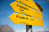 Signpost in the Lienz Dolomites, East Tyrol, Tyrol, Austria
