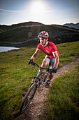 Mountain biker off-roading, Styria, Austria