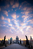 Carls bridge at dusk, Prague, Czech Republic