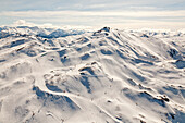 blocked for illustrated books in Germany, Austria, Switzerland: Aerial view of ski slopes on Coronet Peak near Queenstown, South Island, New Zealand