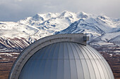 Panorama from Mt. John with the roof of the astronomical observatory, Tekapo, South Island, New Zealand