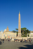 Egyptian obelisk at Piazza del Popolo, UNESCO World Heritage Site Rome, Rome, Latium, Lazio, Italy