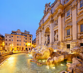 Trevi Fountain in the evening, Fontana di Trevi, illuminated, Rome, UNESCO World Heritage Site Rome, Latium, Lazio, Italy