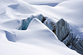 Crevasses on glacier Taschachferner, Wildspitze, Oetztal Alps, Tyrol, Austria