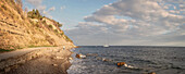 Adria Felsenküste im warmen Morgenlicht, Piran, Spaziergänge und Yacht, Mittelmeer, Primorska, Slowenien