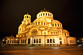 Alexander Nevsky Cathedral at night, Sofia, Bulgaria