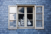 Sailing ship model in a window, Mont Saint-Michel, France