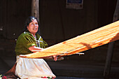 Purepecha woman at the loom, Angahuan, Michoacan, Mexico