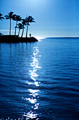 Hawaii, Oahu, Kahala Beach, Early morning light on the water