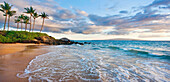 Hawaii, Maui, Makena, Secret Beach at sunset.