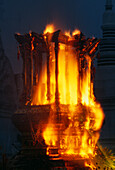 Thailand, Chiang Mai, Royal Cremation, fire at night