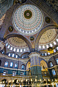 Islamic decoration on interior dome of New Mosque (Yeni Camii), Eminönü, Istanbul