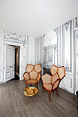 Couture room, Gilded Lounge Suite at Hotel La Maison Champs-Elysees, designed by Martin Margiela, Paris, France