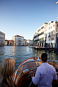 Watertaxi on the Grand Canal with guests, Sestriere San Marco, Venice, Italy