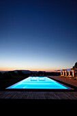 Pool des Sa Franquesa Nova Hotel bei Nacht, Hotel Rural, Landhotel, zwischen Villafranca de Bonany und Manacor, Mallorca, Balearen, Spanien