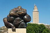 SCULPTURE HERCULES TOWER ROMAN LIGHTHOUSE LA CORUNA GALICIA SPAIN