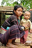 Palaung village  Palaung is a Mon–Khmer ethnic minority found in Shan State of Burma, Yunnan province of China and northern Thailand  Lashio area  Shan state  Burma  Republic of the Union of Myanmar