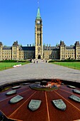 Centennial Flame Parliament Hill Peace Tower Ottawa Ontario Canada National Capital City Center Block
