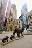 Downtown city life Toronto Ontario Canada Elephant sculptures representing strength and loyalty located inside Toronto financial district commerce court