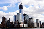 New York City Downown Skyline including the under construction Freedom Tower, the World Trade Center and Battery Park City