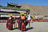 China, Gansu, Amdo, Xiahe, Monastery of Labrang Labuleng Si, Losar New Year festival, Masked dance