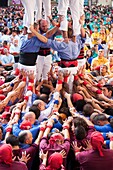 Tarragona, Spain, october 6 and 7 2012  Contest XXIV Castellers human towers  The castellers are UNESCO World Heritage