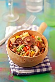 Bulgur wheat with mushrooms and vegetables