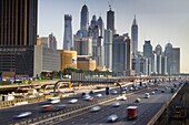 Sheikh Zayed Road and city buildings  Dubai city  Dubai  United Arab Emirates