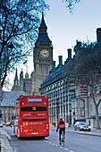 Big Ben and red bus UK, England, London