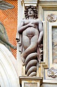 Siren sculpture on the Organ fountain, 1566, housing organ pipies driven by air from the fountains  Villa d´Este, Tivoli, Italy - Unesco World Heritage Site